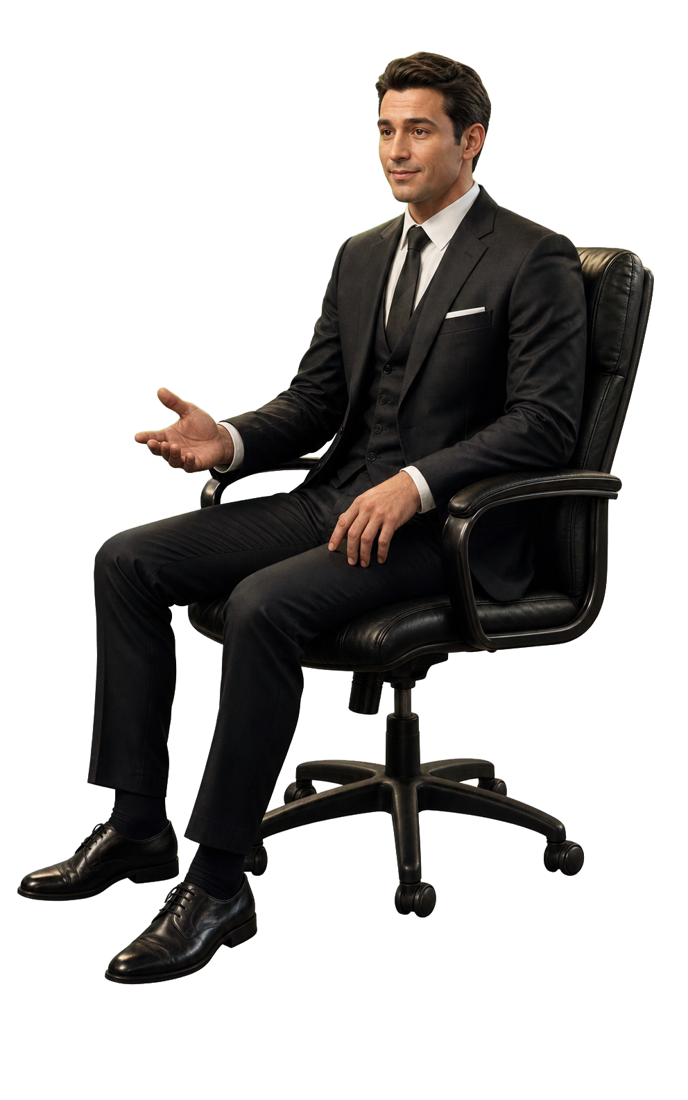 The seated Model Millionaire presenter